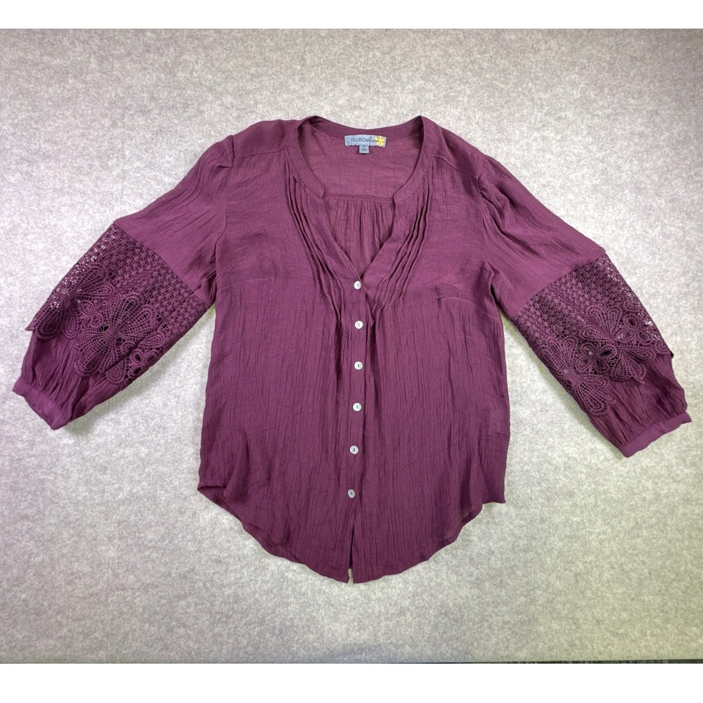 Figleroa Flower Women's Button Down Pintuck Blouse Long Sleeve Blouse Size Small
